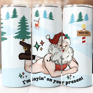 Naughty Santa Sublimation Design, 20oz Skinny Tumbler Digital Download PNG, Funny Christmas Tumbler Wrap