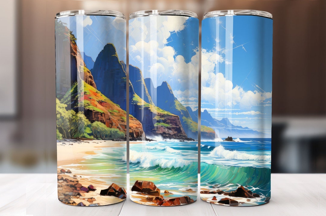 Na Pali Coast Kauai Sublimation Design, 20oz Skinny Tumbler Digital