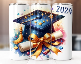 Graduate Sublimation Design, 20oz Skinny Tumbler Digital Download PNG, Class of 2024 Tumbler Wrap