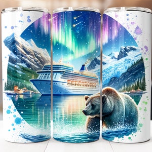 Alaska Cruise Sublimation Design, 20oz Skinny Tumbler Digital Download PNG, Alaska Cruise Tumbler Wrap
