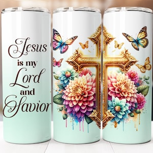 Christian Tumbler Wrap, Jesus is my Lord and Savior, Christian Sublimation Design, 20oz Skinny Tumbler Digital Download PNG, Jesus Tumbler