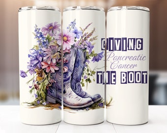 Geben Bauchspeicheldrüsenkrebs das Boot Sublimation Design, 20 Unzen Skinny Tumbler digitaler Download PNG, Seamless Tumbler Wrap