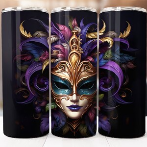 Mardi Gras Sublimation Design, 20oz Skinny Tumbler Digital Download PNG, Tumbler Wrap