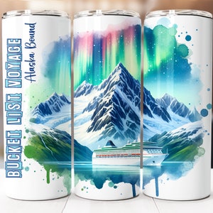 Alaska Cruise Sublimation Design, 20oz Skinny Tumbler Digital Download PNG, Alaska Cruise Tumbler Wrap