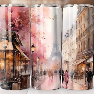Paris France Sublimation Design, 20oz Skinny Tumbler Digital Download, Paris Tumbler Wrap PNG