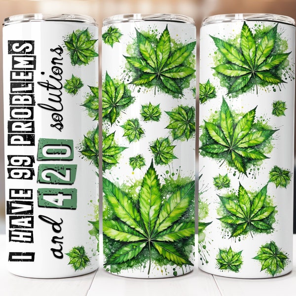 Weed Tumbler, Marijuana Tumbler 20oz Skinny Tumbler Digital Download PNG, Sublimation design download, Seamless 420 Tumbler Wrap