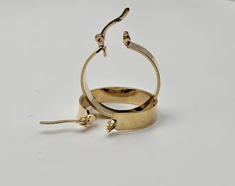 Gold Wide Hoops Earrings