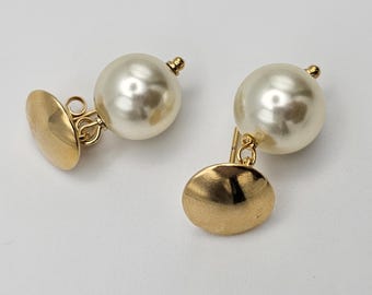 Gold Filled Baroque Pearl Drop Earrings & Cross Huggie • Minimalist Jewelry