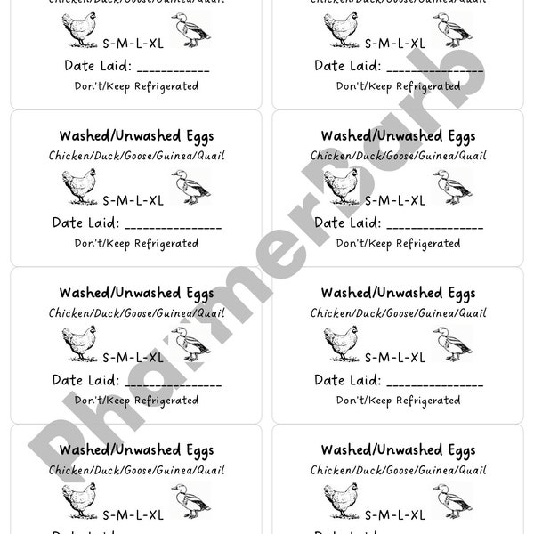 Étiquettes imprimables pour cartons d'œufs