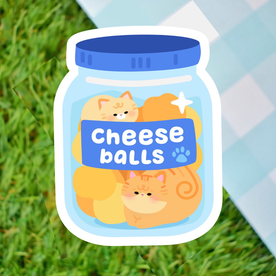 Cheese Balls Orange Cat Vinyl Sticker - Etsy