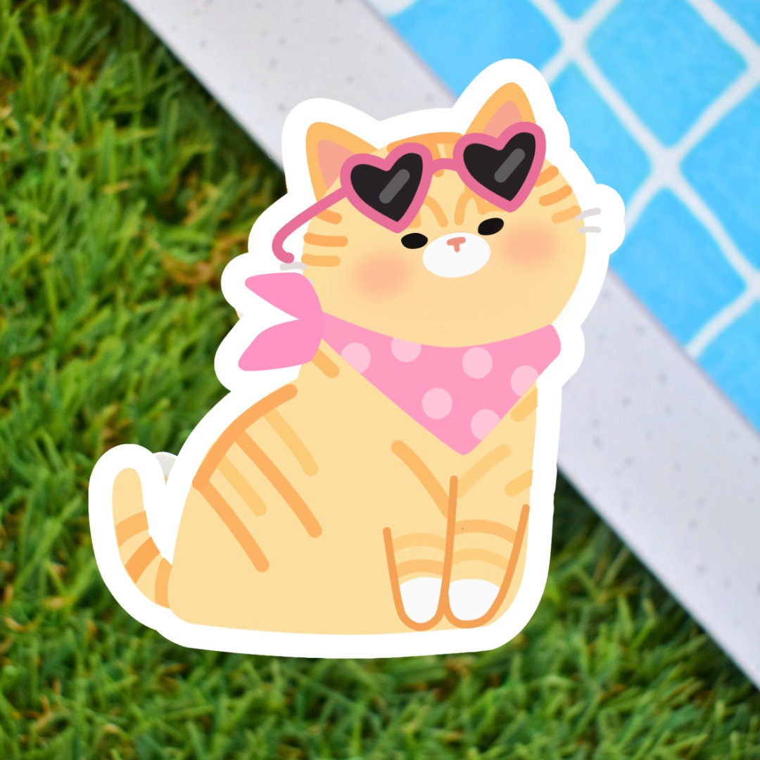 Kitty Spring Sticker Summer Kitty Vinyl Sticker - Etsy