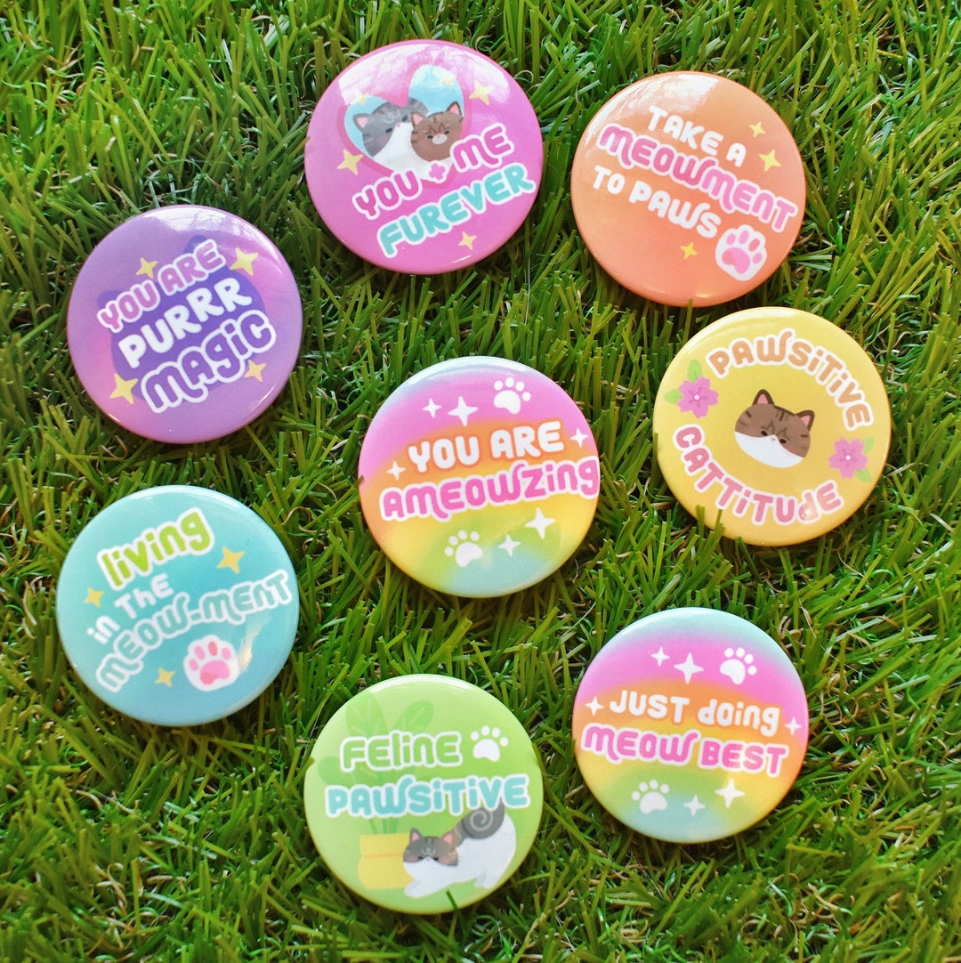 4pack Pawsitive Button Pins Etsy