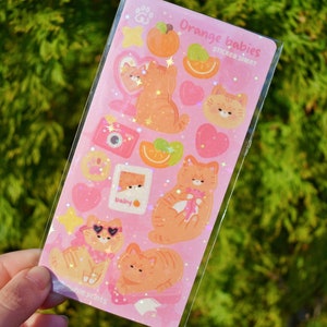 Orange Babies Holographic Sticker Sheet