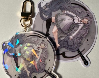 Hatsune Miku Holographische Schlüsselanhänger | Bitterschokolade Dekoration Miku Schlüsselanhänger und Aufkleber | Projekt Sekai Nightcord bei 25| Album Cover Art