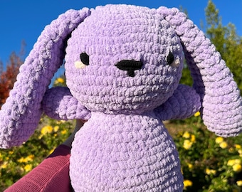 Handmade Crochet Lavender Bunny Plush: Large Fluffy Amigurumi