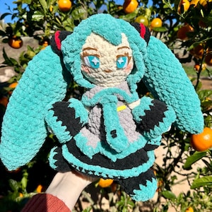 Hatsune Miku Plush| Anime Vocaloid Amigurumi| Handmade Crochet Miku| Vocal Synth| 初音ミク| Made to Order