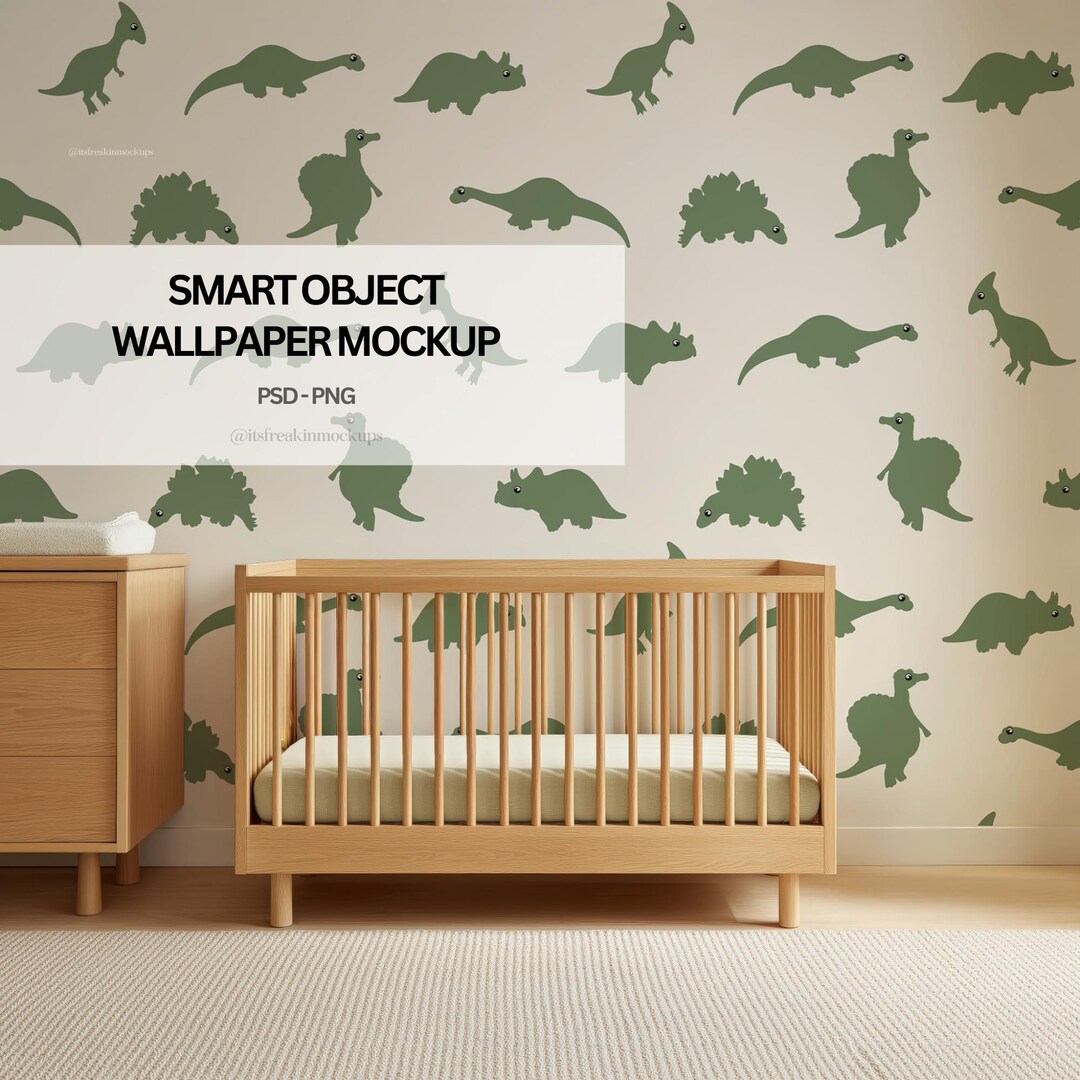 Nursery Wallpaper Mockup PSD: Interior Design Display (PSD, PNG Files ...