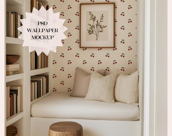 Living Room Wallpaper Mockup: Smart Object PSD File