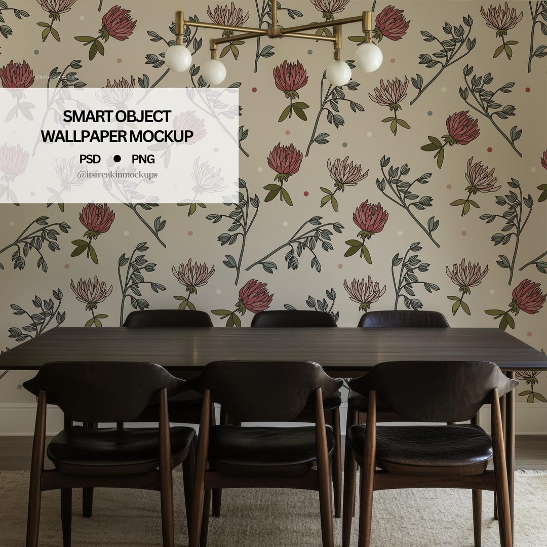Dining Room Wallpaper Mockup With Smart Object PSD Wallpaper Mockup ...