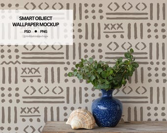 Wallpaper Mockup PSD: Smart Object, Interior Design (PNG, PSD)