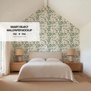 Bedroom Wallpaper Mockup with Smart Object, PSD Wallpaper Mockup,  Wall Mockup, PSD Mockup, Mockup, Interior Design Mockup Wall decal mockup