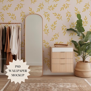 Wallpaper Mockup, PSD Wallpaper Mockup, Drag and Drop PSD, PSD Mockup, Interior Design Mockup, Minimal Mockup, Blank Wall Mockups