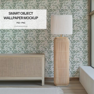 Living Room Wallpaper Mockup, PSD Wallpaper Mockup, Mural mockup psd, Interior Design Mockup,  Wall Mockup Cabin Mockup Blank wall mockup