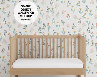 Kids Bedroom Wallpaper Mockup, Toddler Bedroom Wallpaper Mockup, Modern Kids Room Wall Decal Template Blank Wall Mockup, Nursery Wall Mockup