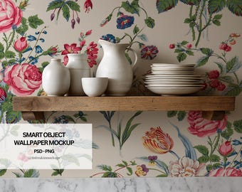 Mockup di carta da parati per cucina PSD: Mockup di design d'interni (2500x3292 pixel)