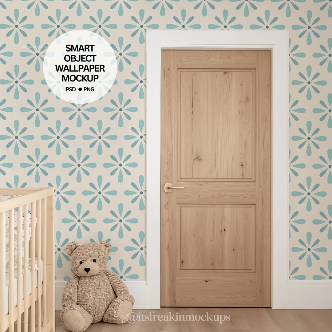 Nursery Wallpaper Mockup: Interior Design PSD, PNG (digital Download ...