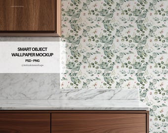 Mockup di carta da parati per cucina: oggetto intelligente PSD, file PNG