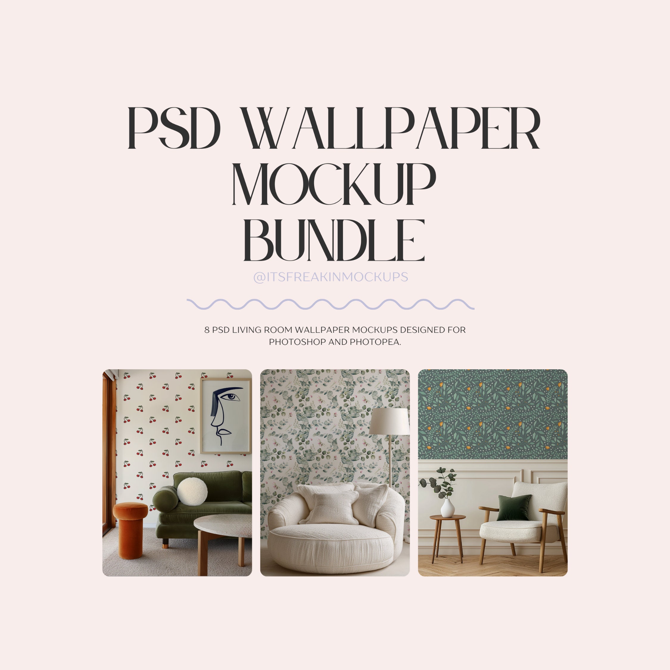 Wallpaper Mockup Bundle, PSD Wallpaper Mockup, Drag and Drop PSD, PSD ...