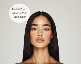 Minimalist Jewelry Mockup: Earring & Necklace Display (300dpi)