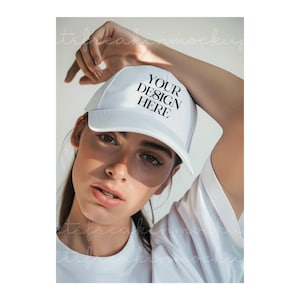 White Hat Mockup, Women&#39;s White Hat Mockup, Mother&#39;s Day Hat Mockup, Mockup baseball Cap, POD Hat Mockup, Sophisticated Hat Mockup