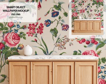 Living Room Wallpaper Mockup PSD: Smart Object, Interior Design
