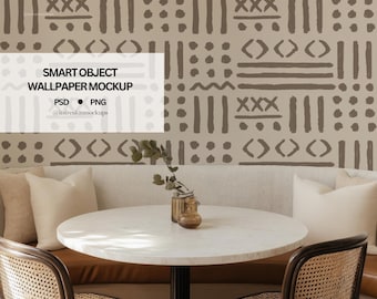 Dining Room Wallpaper Mockup PSD, Kitchen Nook Wallpaper Template PSD Editable Wallpaper Template Interior Design Mockup Contemporary Mockup