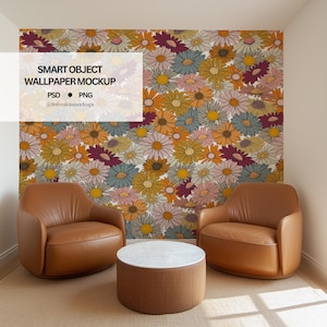 Wallpaper Mockup with Smart Object, PSD Wallpaper Mockup Wall Mockup PSD Mockup, Simple Interior Design Mockup Wallpaper Mockup, blank wall