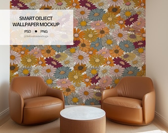 Wallpaper Mockup with Smart Object, PSD Wallpaper Mockup Wall Mockup PSD Mockup, Simple Interior Design Mockup Wallpaper Mockup, blank wall