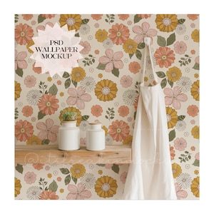 Mockup di carta da parati per cucina Smart Object, Mockup di carta da parati PSD, PSD trascinabile, Mockup PSD, Mockup di design d'interni, Mockup minimo, Mockup