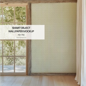 Living Room Wallpaper Mockup with Smart Object, PSD Wallpaper Mockup Wall Mockup PSD Mockup, Wallpaper Template Mockup for Wallpaper