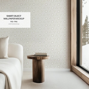 Living Room Wallpaper Mockup, PSD Wallpaper Mockup, Mural mockup psd, Interior Design Mockup,  Wall Mockup Cabin Mockup Blank wall mockup