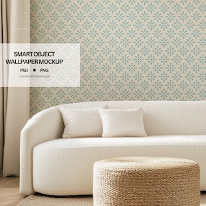 Living Room Wallpaper Mockup with Smart Object, PSD Wallpaper Mockup Wall Mockup PSD Mockup Simple Blank wall Mockup,  Mural Mockup psd