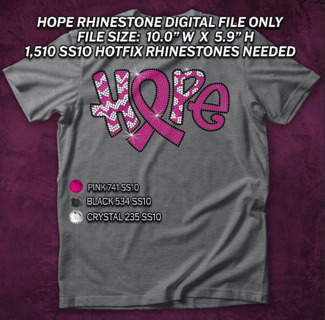 Hope Ribbon Rhinestone SVG SS10 Template: Breast Cancer Awareness ...