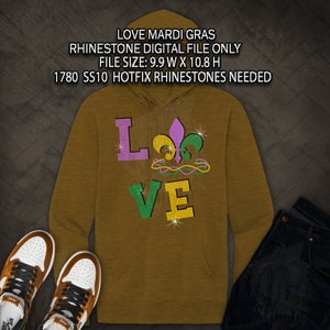 LOVE MARI GRAS SS10 Strass digital arquivo somente modelo design svg, hotfix strass