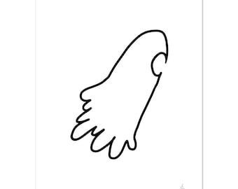 5"x7" | 6x8" | 8x10" | 8x12" One-Lined Ghost Drawing/Doodle Print On Premium Matte Paper ("A Ghost")