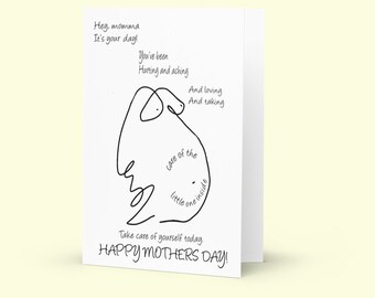 Tarjeta del Día de la Madre para mamás embarazadas Tarjeta de felicitación (tarjeta única con sobre) 4x6" o 5x7"