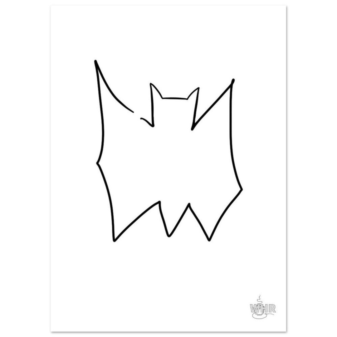 One-lined Bat Drawing Printed on Premium Matte Paper in Sizes 5x7 6x8 ...