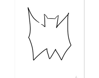 5"x7" | 6x8" | 8x10" 8x12" One-Lined Bat Drawing/Doodle Print On Premium Matte Paper