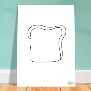 Dessin Pain/Toast sur une ligne imprimé sur du papier mat de qualité supérieure aux dimensions 5 x 7 po. | 6 x 8 po. | 8 x 10 po. | 8x12"