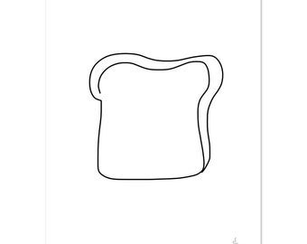 5"x7" | 6x8" | 8x10" | 8x12" One-Lined Bread | Toast Drawing/Doodle Print On Premium Matte Paper
